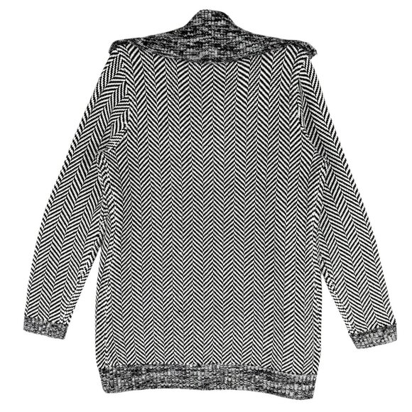 WHBM Women's Black/White Chevron Open Front Knit Cardigan Sweater Sz Medium NWOT - Picture 2 of 10